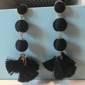 4” Pom Tassel Earrings - BLACK